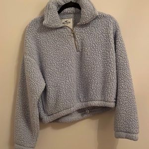 hollister blue sheep wool quarter-zip size S